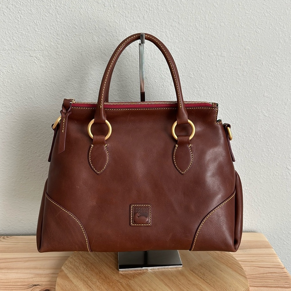 Dooney & Bourke Florentine Leather Large Satchel w Crossbody Strap